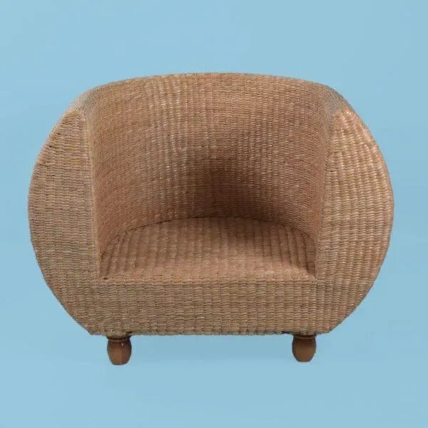 Drum Chair by Mario Lopez Torres. There are minor imperfections to the hand-made woven rattan. Signed Mario Lopez Torres...