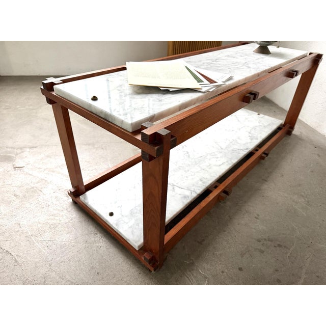 Italian Modernist Étagère in Teak and Carrara Marble, 1950s For Sale - Image 14 of 18