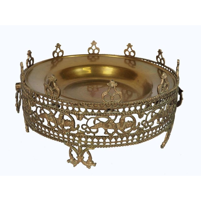 Large Islamic Bowl in Brass, 1940s For Sale - Image 3 of 14