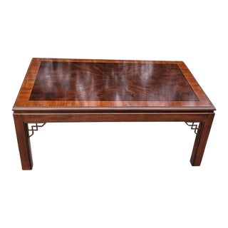 Drexel Furniture Chippendale Collection Burled Mahogany Coffee Table For Sale