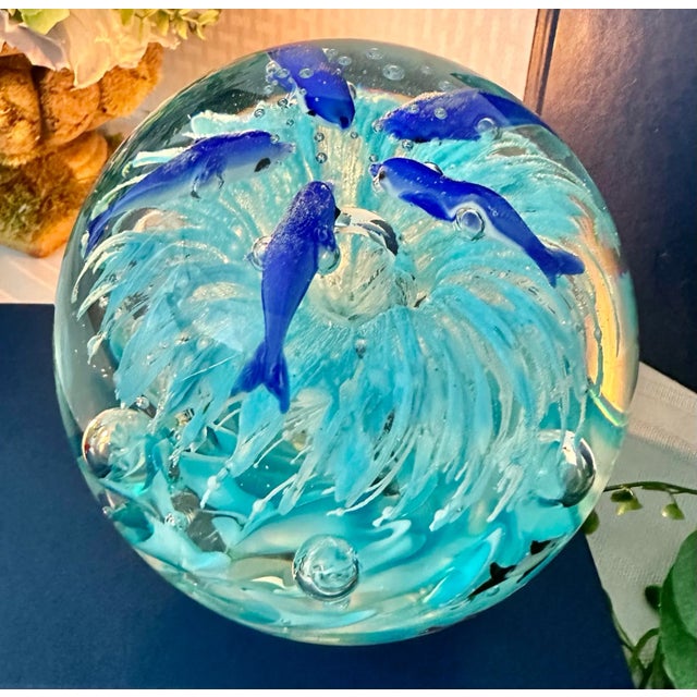 Late 20th Century Murano Style Art Bubble Fish / Dolphin