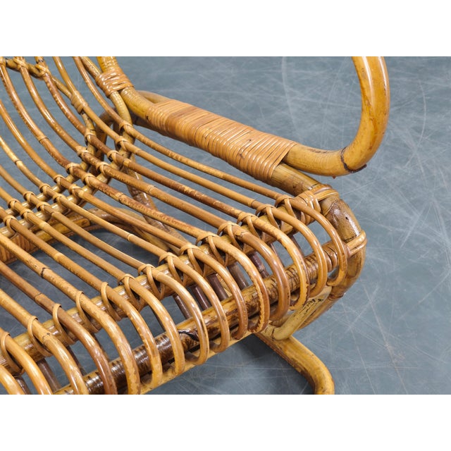 Mid-Century Italian Rattan Lounge Armchair, 1960s For Sale - Image 11 of 15