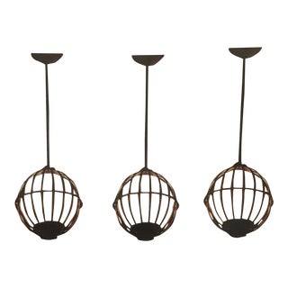 1964 World’s Fair Caged Globe Pendants - Set of 3 For Sale