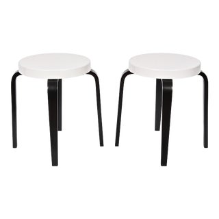 1930s Vintage Thonet Black and White Bakelite Stacking Stools - a Pair For Sale