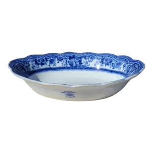 Antique Johnson Brothers Flow Blue Montana Pattern Large Oval Vegetable Dish