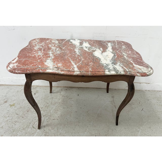 Louis XV Center Table in Oak and Marble, 1700s For Sale - Image 14 of 18