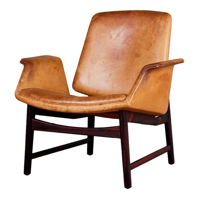 Illum Wikkelsø Leather Lounge Chair for Aarhus For Sale