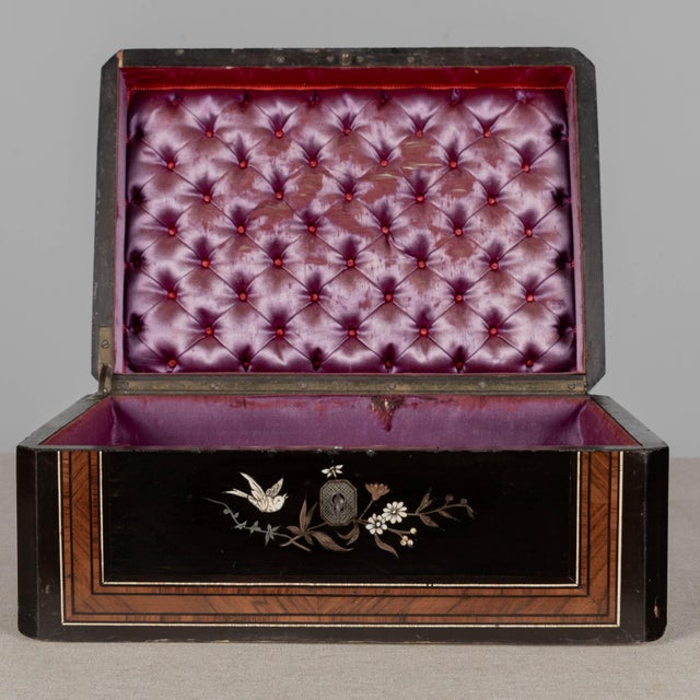 19th Century Napoleon III Marquetry Box, Mother of Pearl Inlay For Sale - Image 13 of 16