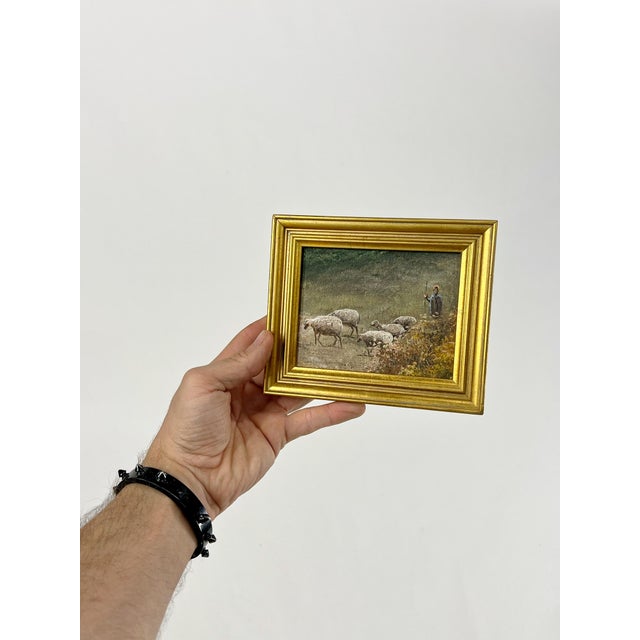 Vintage Mini Selection Painting of Shepherdess and Sheep For Sale In Atlanta - Image 6 of 11