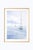 Minimalist coastal artwork featuring three sailboats drifting across a calm, misty horizon. Soft watercolor tones and...
