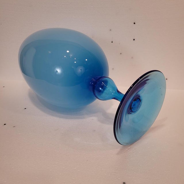 Vintage Italian Opal Blue Crystal Vase, 1970s For Sale - Image 15 of 18