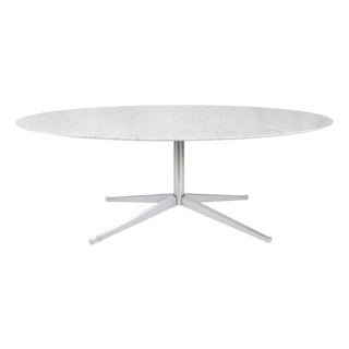 Florence Knoll Oval Carrara Marble Top Dining Table For Sale