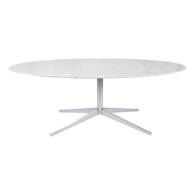 Florence Knoll Oval Carrara Marble Top Dining Table For Sale