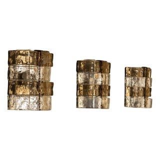 LP277 Wall Lamps in Tobacco and Crystal Glass by Carlo Nason for Mazzega, Italy, 1970s, Set of 3 For Sale