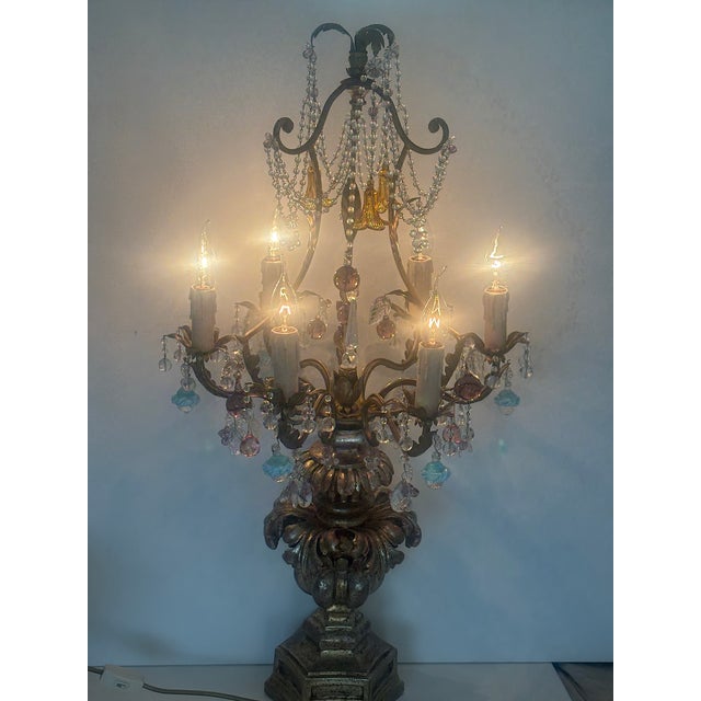 Vintage Murano Glass Floor Lamp in Wood and Metal, 1940s For Sale - Image 13 of 18