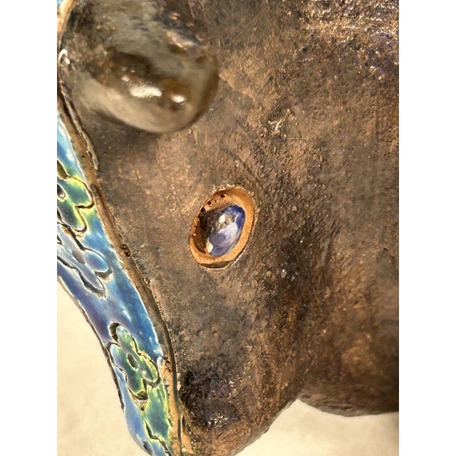 Blue Vintage Ceramic Bull by Aldo Londi, 1970s For Sale - Image 8 of 14