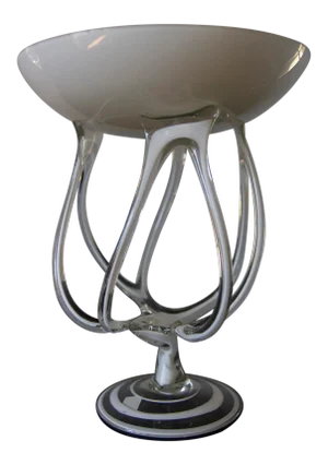 Vintage Mid-Century Jozefina Krosno Octopus Glass Pedestal Bowl