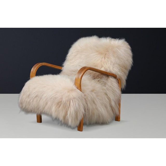 Lounge Chair in Patinated Bentwood by Kozelka & Kropáček, 1940s For Sale - Image 4 of 18