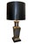 Chinoiserie Vintage Chinoiserie Pewter and Brass Urn Table Lamp With Snakeskin Embossed Shade For Sale - Image 3 of 13