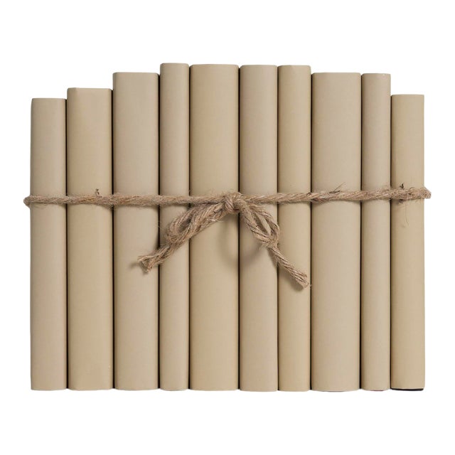 Decorative Books - Sandalwood Paper Wrapped Book Bundle - 1 Foot of Tan Books For Sale