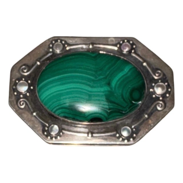 Carl Weishaupt Art Nouveau Silver and Malachite Box Circa 1900 For Sale