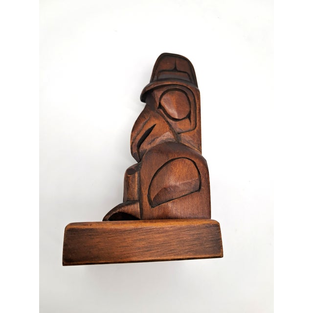 Vintage Joe Becker 6" Raven Wood Carving Totem Coast Salish Musqueam First Nations British Columbia For Sale - Image 12 of 12