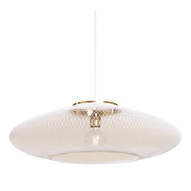 Large Ufo Chalk White Fiber Pattern Lamp by Atelier Robotiq For Sale