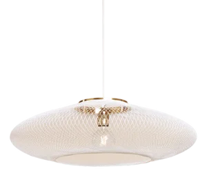 Large Ufo Chalk White Fiber Pattern Lamp by Atelier Robotiq