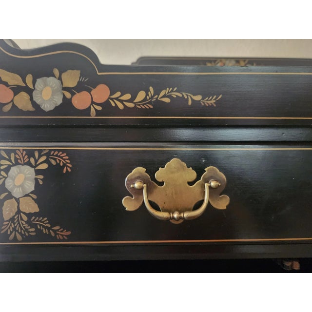 Black Ethan Allen Vintage Hitchcock Stenciled Dry Sink Cabinet/Cupboard For Sale - Image 8 of 12