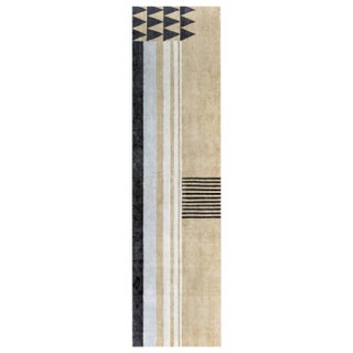 Art Deco-Inspired Hand-Knotted Silk & Wool Runner by Doris Leslie Blau For Sale