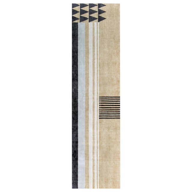 Art Deco-Inspired Hand-Knotted Silk & Wool Runner by Doris Leslie Blau For Sale