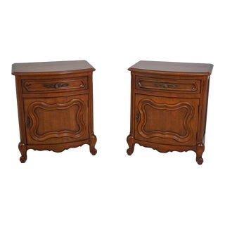 Pair Century Country French Cherry Commode Nightstands For Sale