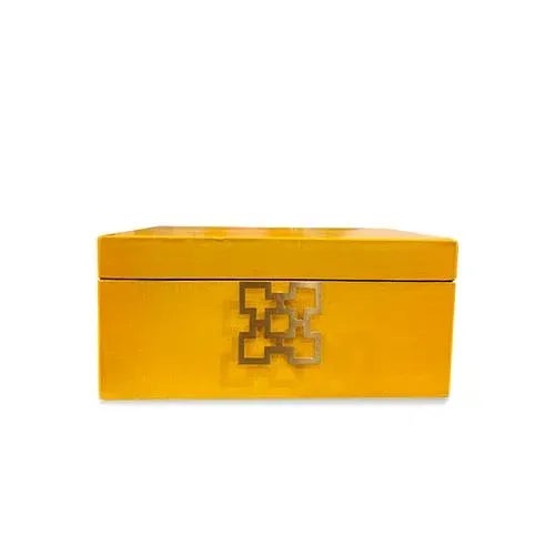 Asian Style Yellow Jewelry Boxes - Set of 3 For Sale - Image 4 of 9