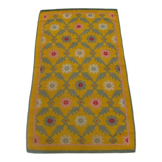 1900 Antique Spanish Yellow Rug 6'11'' X 3'10'' For Sale