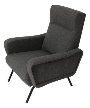 Mid-Century Modern Reclining Lounge Chair in Gray Fabric, Italy, 1950