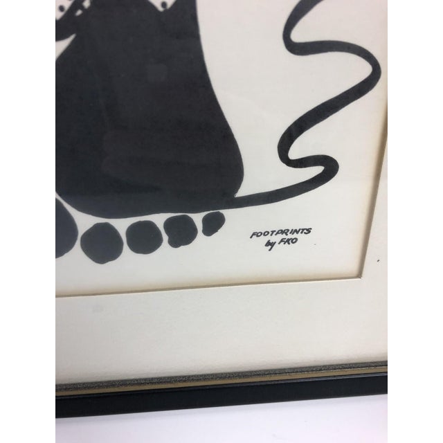 Vintage Mid Century modern Footprints by Fko Framed Wall Art Clown Cat Native - Set of 4 For Sale - Image 4 of 10