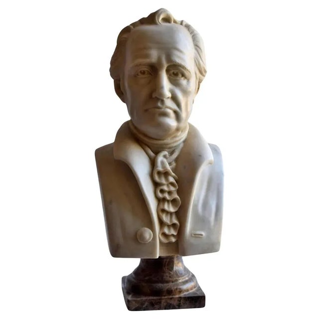 Stone Italian Artist, Goethe Bust, Early 20th Century, Carrara Marble For Sale - Image 7 of 7