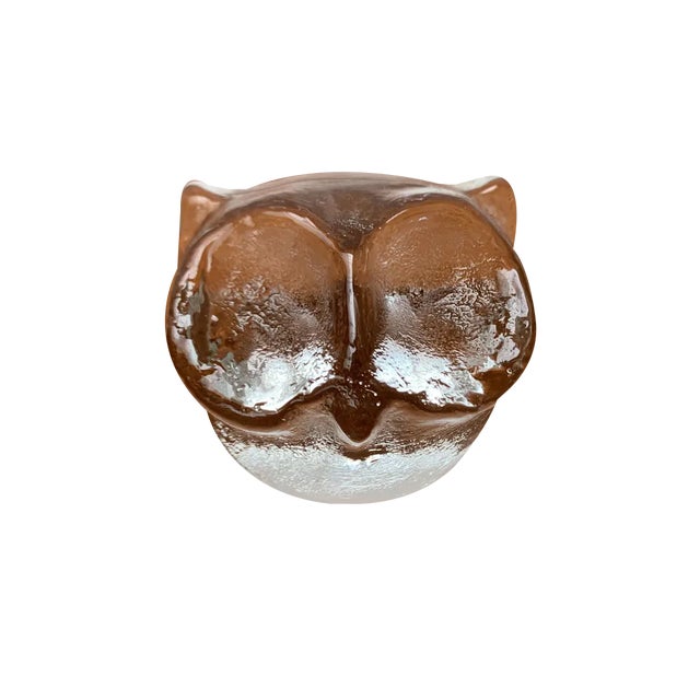 Mid-Century Scandinavian Art Glass Owl, 1960s For Sale