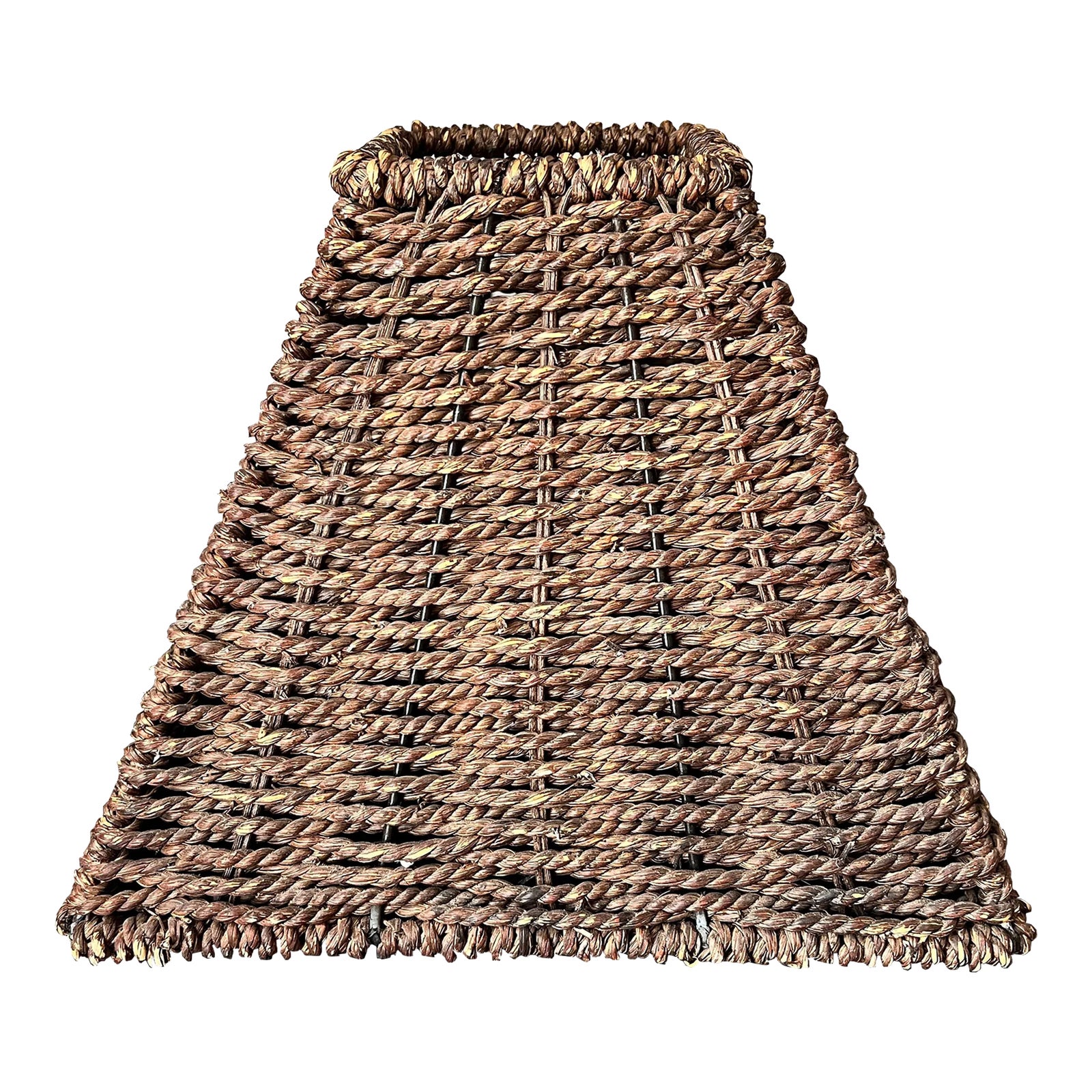 Vintage Woven Twisted Reed Square Lamp Shade | Chairish