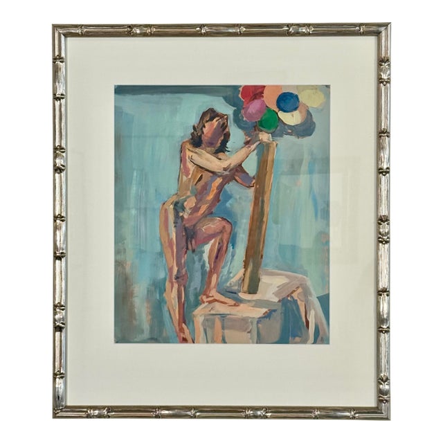 Vintage French Painting Nude Study For Sale