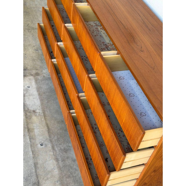 Komfort 12 Drawer Teak Lowboy Dresser Bedroom Storage Denmark Mid-Century Modern 1970s For Sale - Image 10 of 10