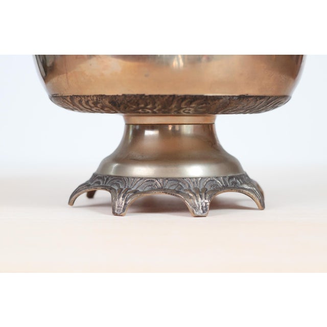 Mid-Century Solid Brass Pedestal Bowl With Scalloped Rim For Sale In Lexington, KY - Image 6 of 14