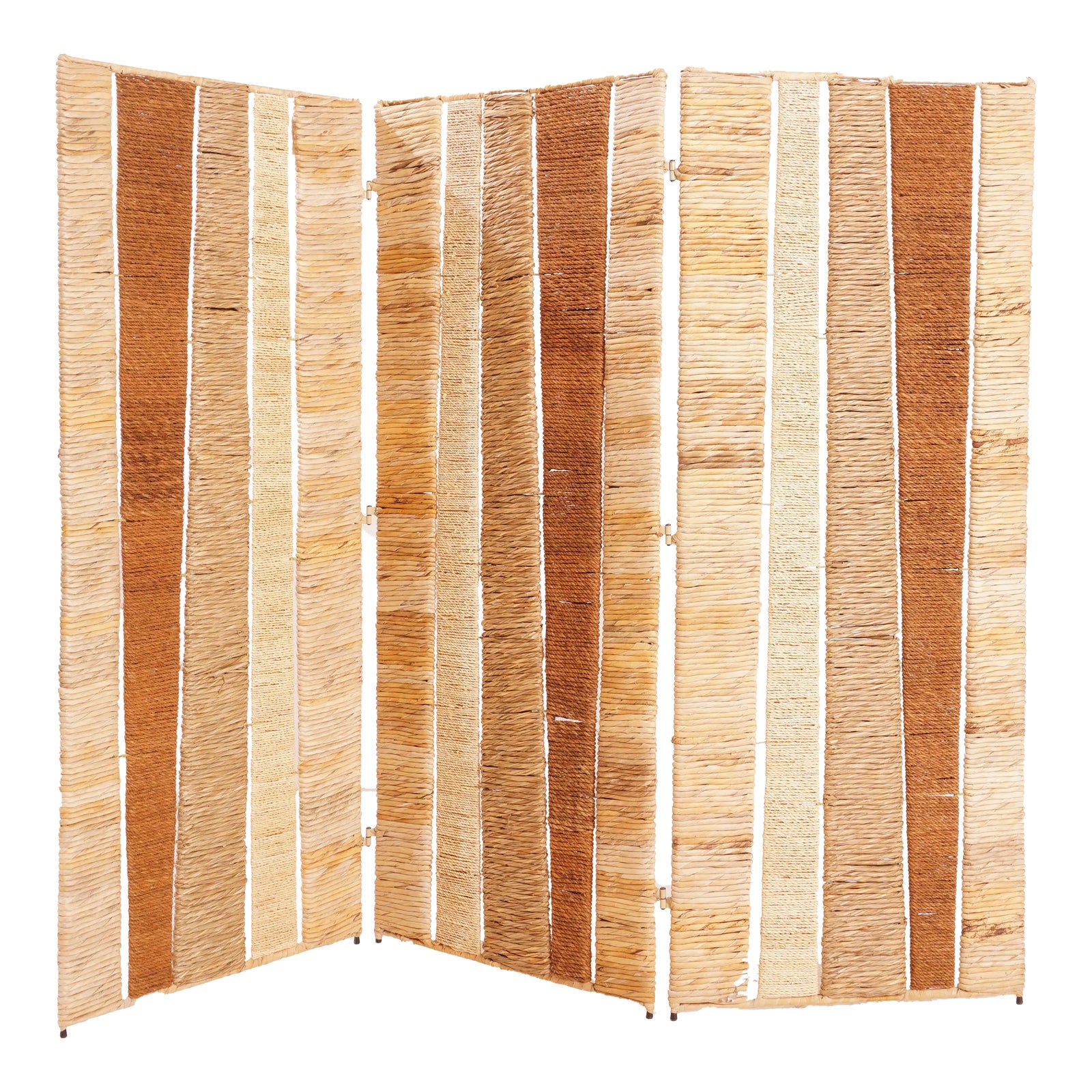 Jute Folding Screen by Audoux-Minet, 1960s | Chairish
