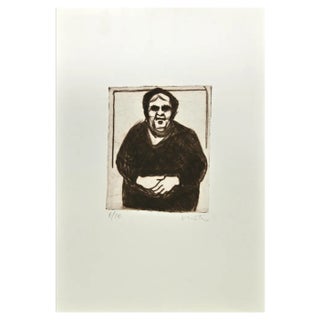 Enotrio Pugliese, Woman of Calabria, Etching, 1963 For Sale