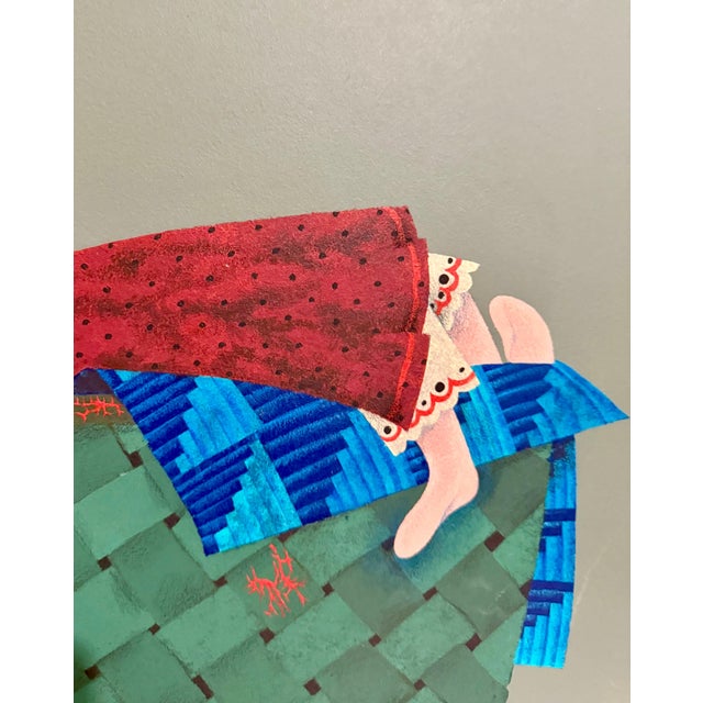 Plastic Harry Dunn, Whimsical Harry Dunn Painting Sleeping Girl Mid Century Americana Folk Art For Sale - Image 7 of 12