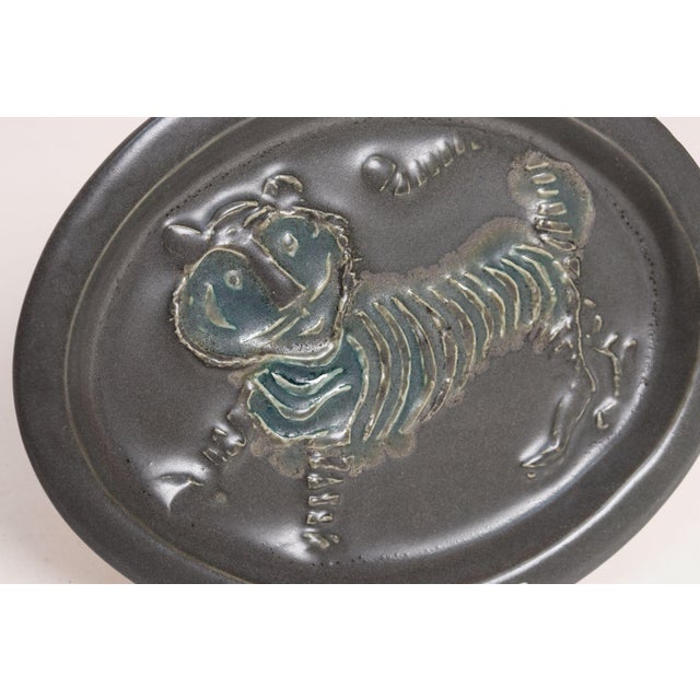 Vintage Matte Brown Ceramic "Tiger" Plaque by David Gil for Bennington Potters For Sale - Image 9 of 13