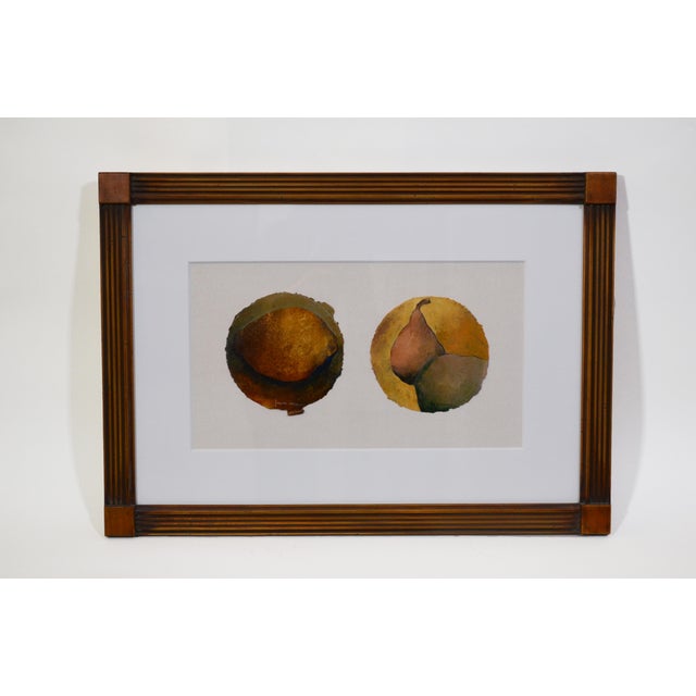 Wood Small Oil Painting of Pears on Paper For Sale - Image 7 of 7