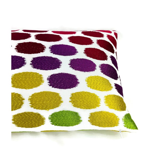 2020s Pierre Frey Eve in Confetti Lumbar Pillow Cover - 11.5" X 20" - Multi Colored Embroidered Dots Rectangle Cushion Case For Sale - Image 5 of 5