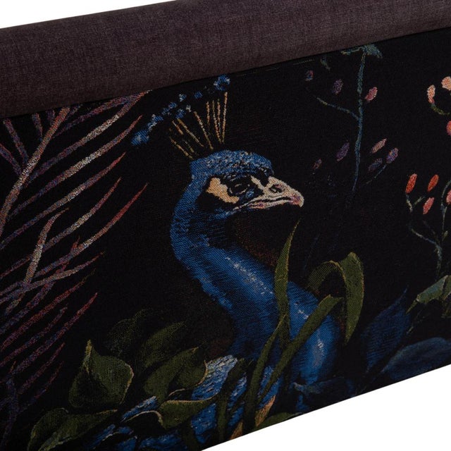 Gray Baroness Ona Fabric Bench Brown Grey with Pattern For Sale - Image 8 of 12