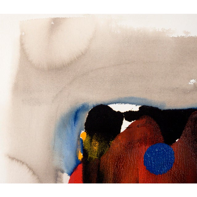 Monument in Red, Black, and Blue - Abstract Expressionist in Acrylic on Paper A bold abstract painting by California-based...